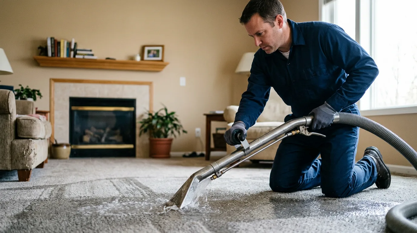 Water damage restoration technician working near High Hill, MO